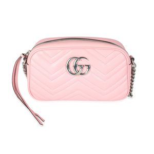 Gucci Pink Matelass√© Leather Small GG Marmont Shoulder Bag